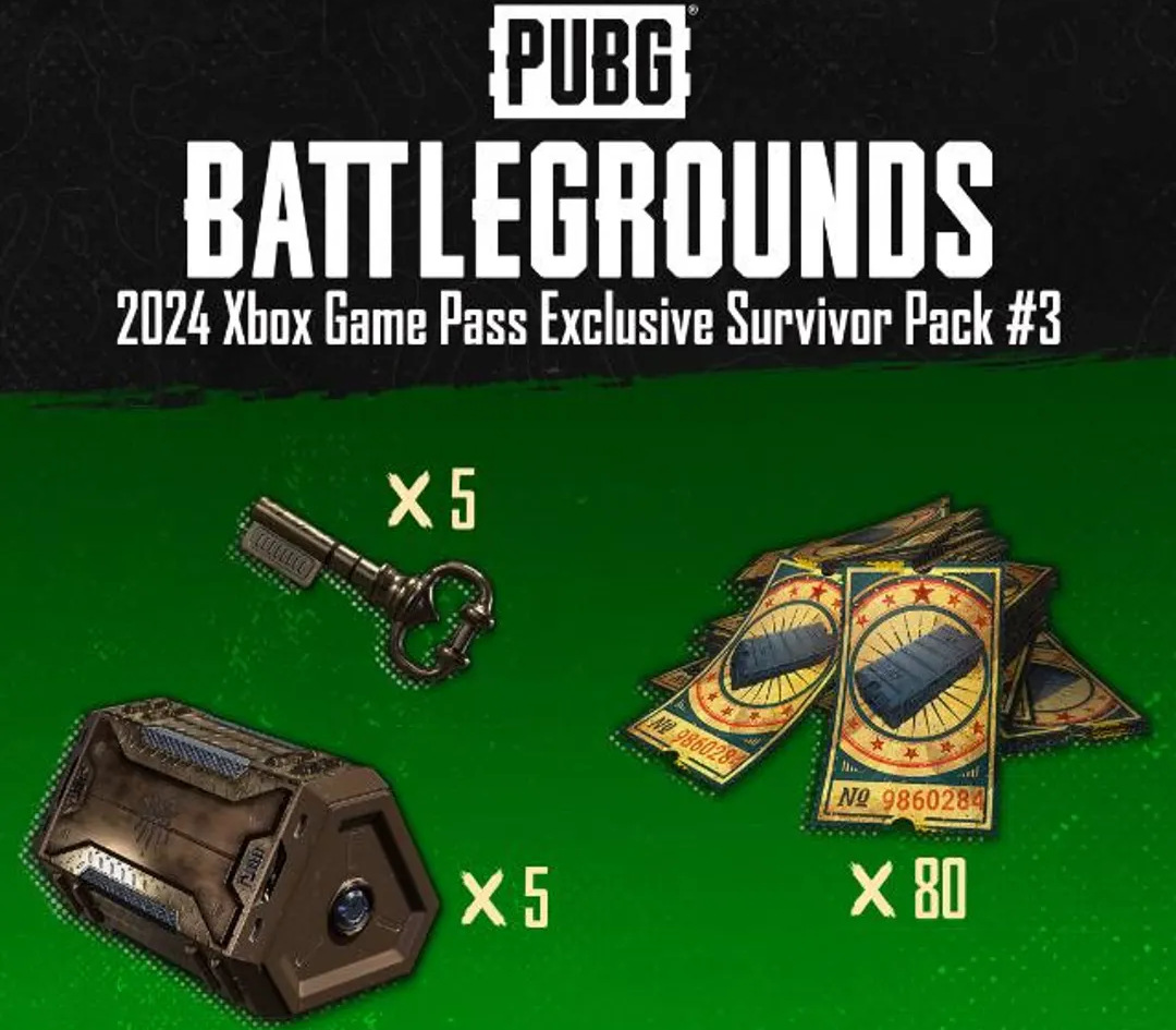 PUBG Battlegrounds - 2024 Exclusive Survivor Pack #3 DLC XBOX One / <span dir="ltr" class="cl-ltr">PUBG Battlegrounds - 2024 Exclusive Survivor Pack #3 DLC XBOX One /</span> - تصویر 1